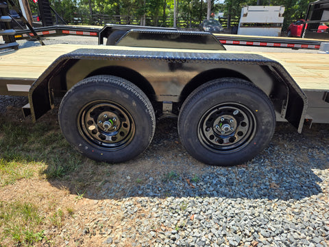 NC Jobsite equipment trailer 3500 lb axles, flat trailer, fenders manufactured in Lexington North Carolina