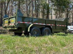 NC jobsite dump trailer 17000lb in Forest Green Solid mag wheels