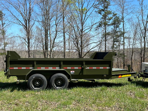 NC jobsite dump trailer 17000lb in Forest Green Solid mag wheels