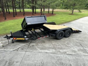 Side dump tilt trailer combination by Jobsite Trailers