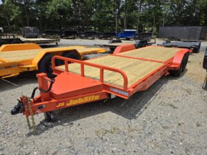 Tilt Trailer in orange, Equipment trailer jobsite trailer sales in Lexington North Carolina